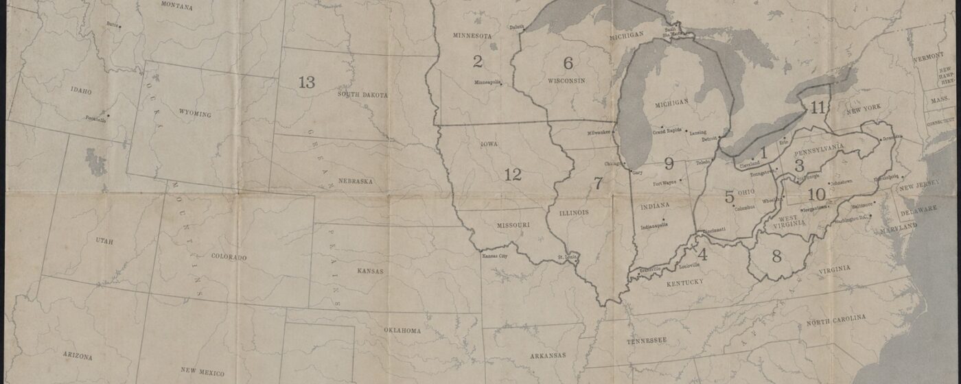 Plate 129 — Bureau of Regional Survey — field organization district map, Industrial Interior Survey