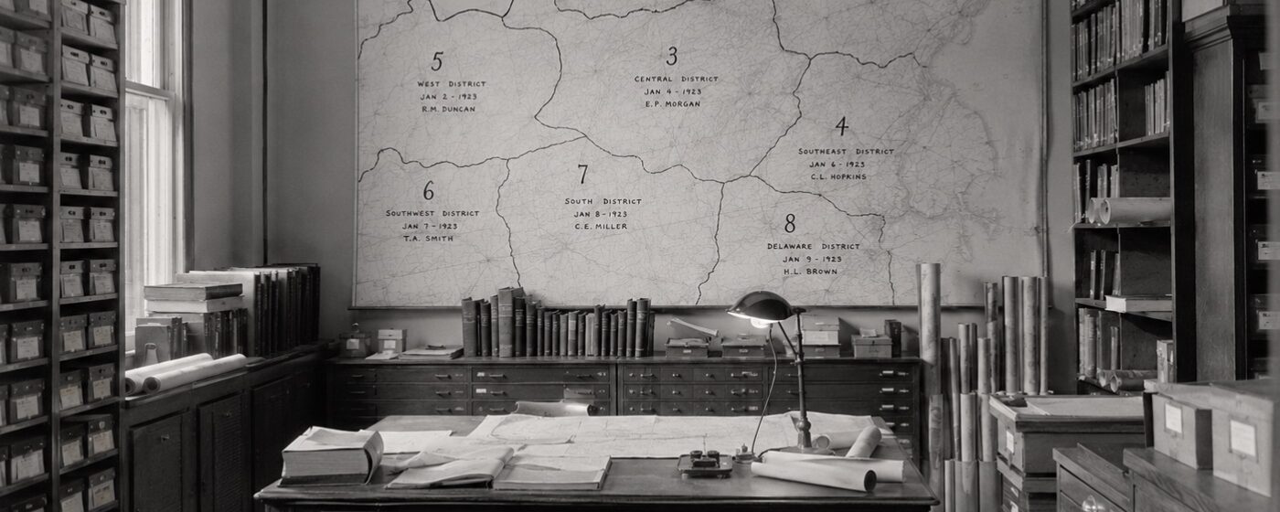 Plate 105 — Bureau records room, administrative office, Philadelphia