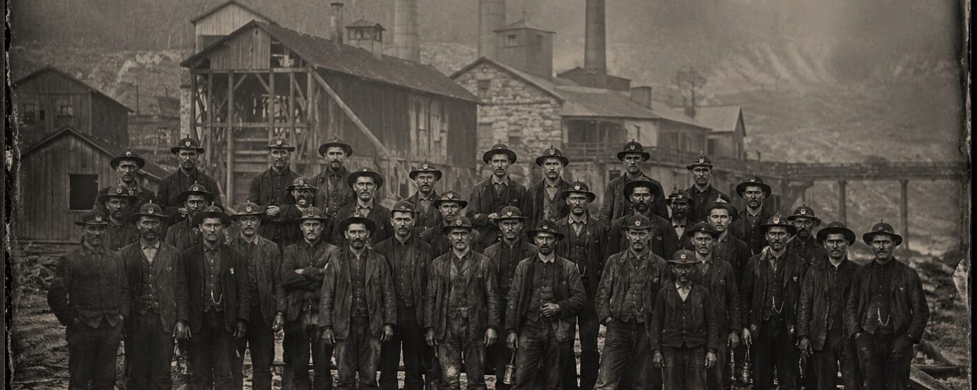 Plate 73 — Mining personnel, group portrait, surface works