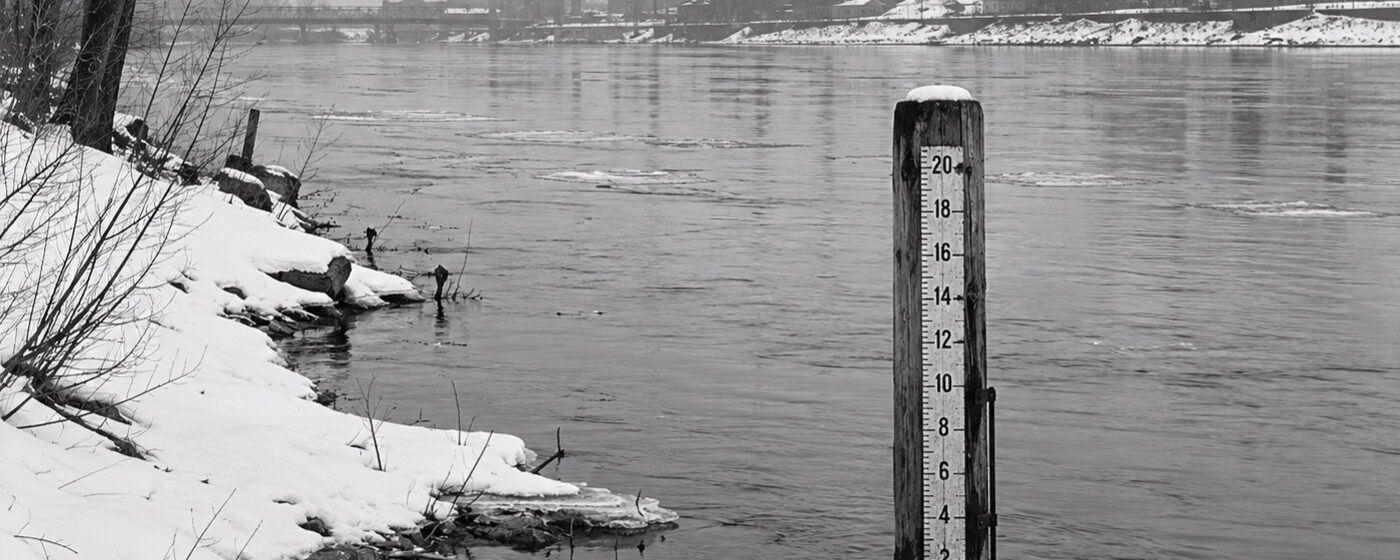 Plate 103 — River gauge station, Black River, winter