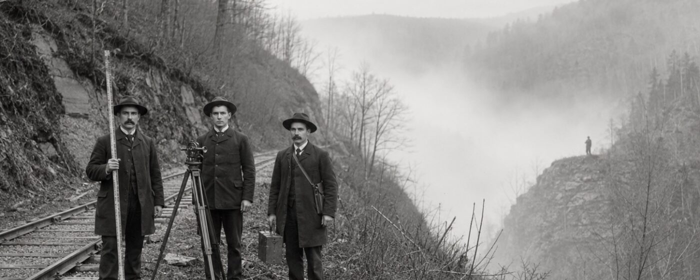 Plate 91 — Survey crew, narrow-gauge rail cut, Hill Station District