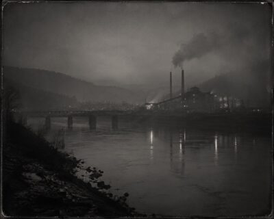 Plate 68 — River valley industrial works, rail bridge, night