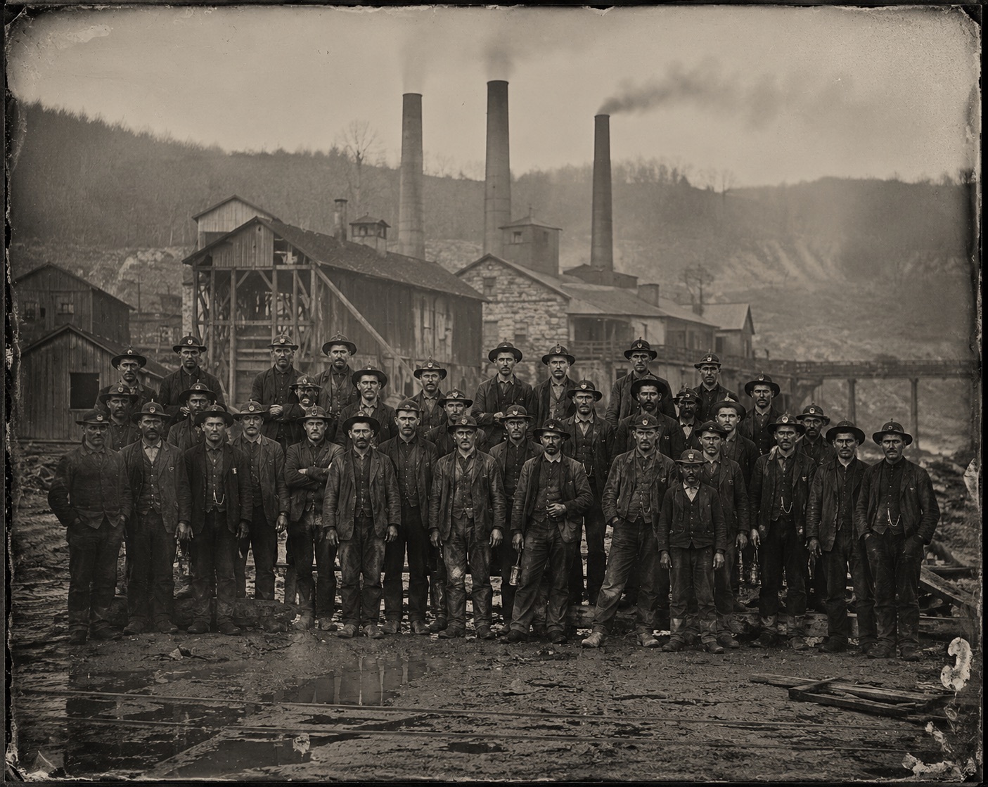 Plate 73 — Mining personnel, group portrait, surface works
