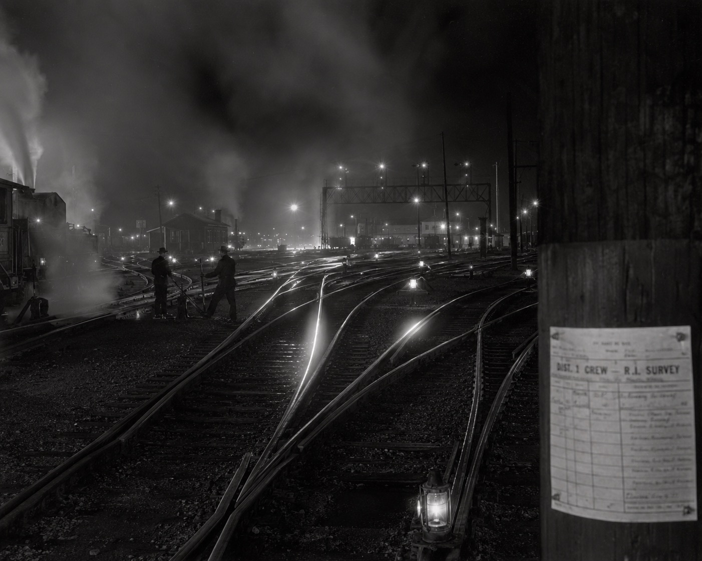 Plate 98 — Rail switching yard, night operations, Inland Works District
